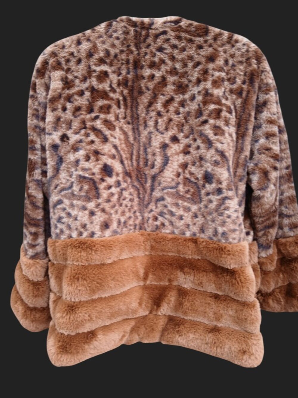 Mystree Womens Brown Leopard Print Faux Fur Jacket Size M Pockets Cozy Teddy - Picture 4 of 16